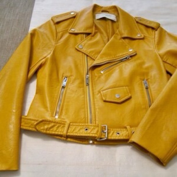 Mustard Yellow Faux-Leather Jacket - Picture 2 of 5